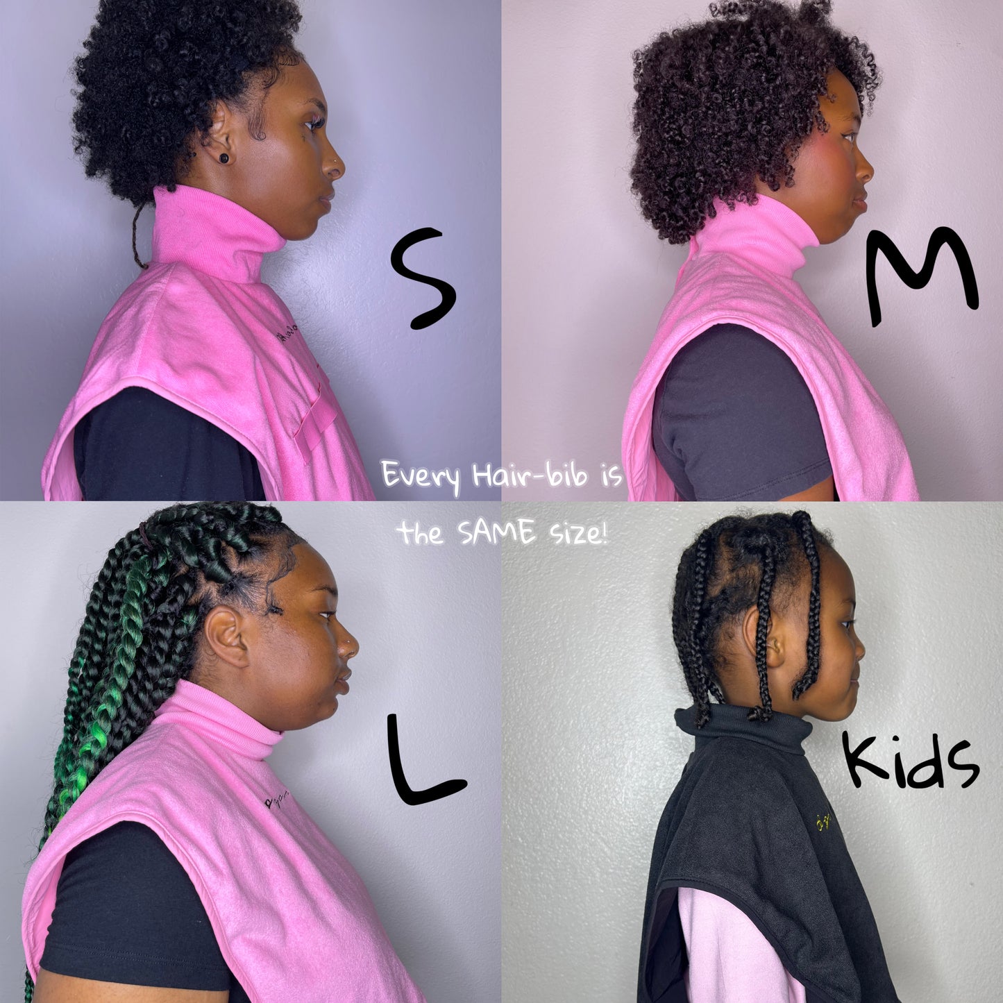Turtleneck Hair-Bib - Pink