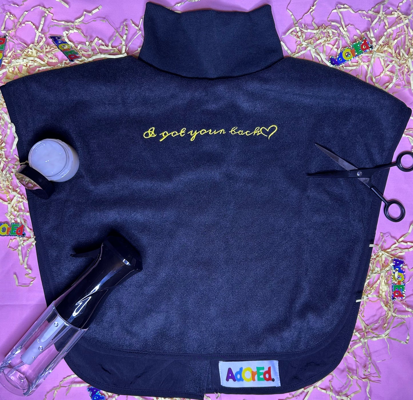 Turtleneck Hair-Bib - Black