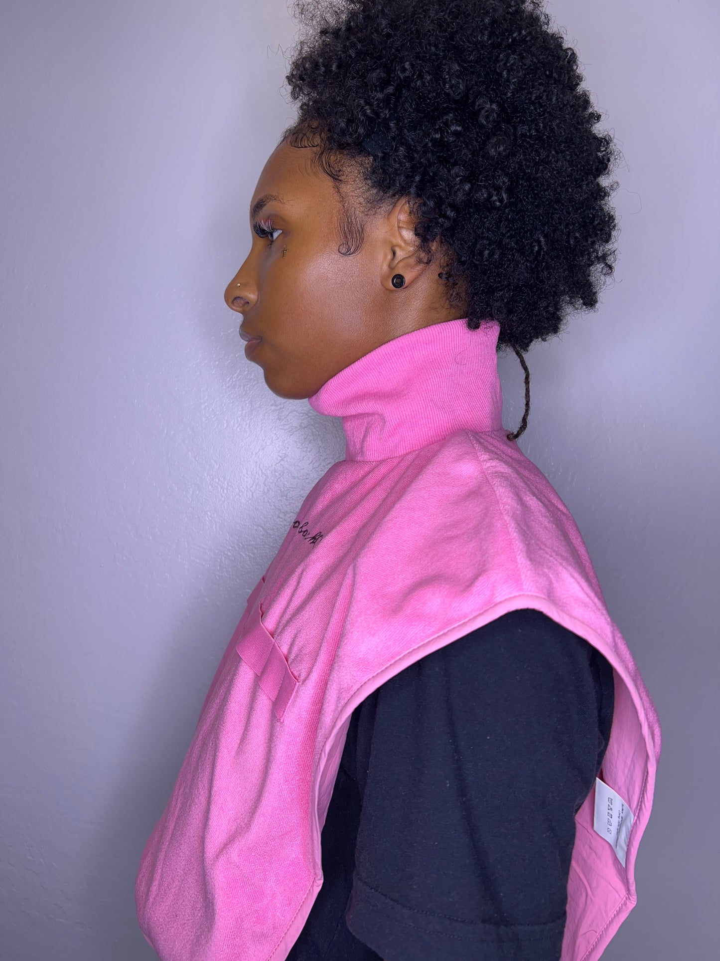 Turtleneck Hair-Bib - Pink