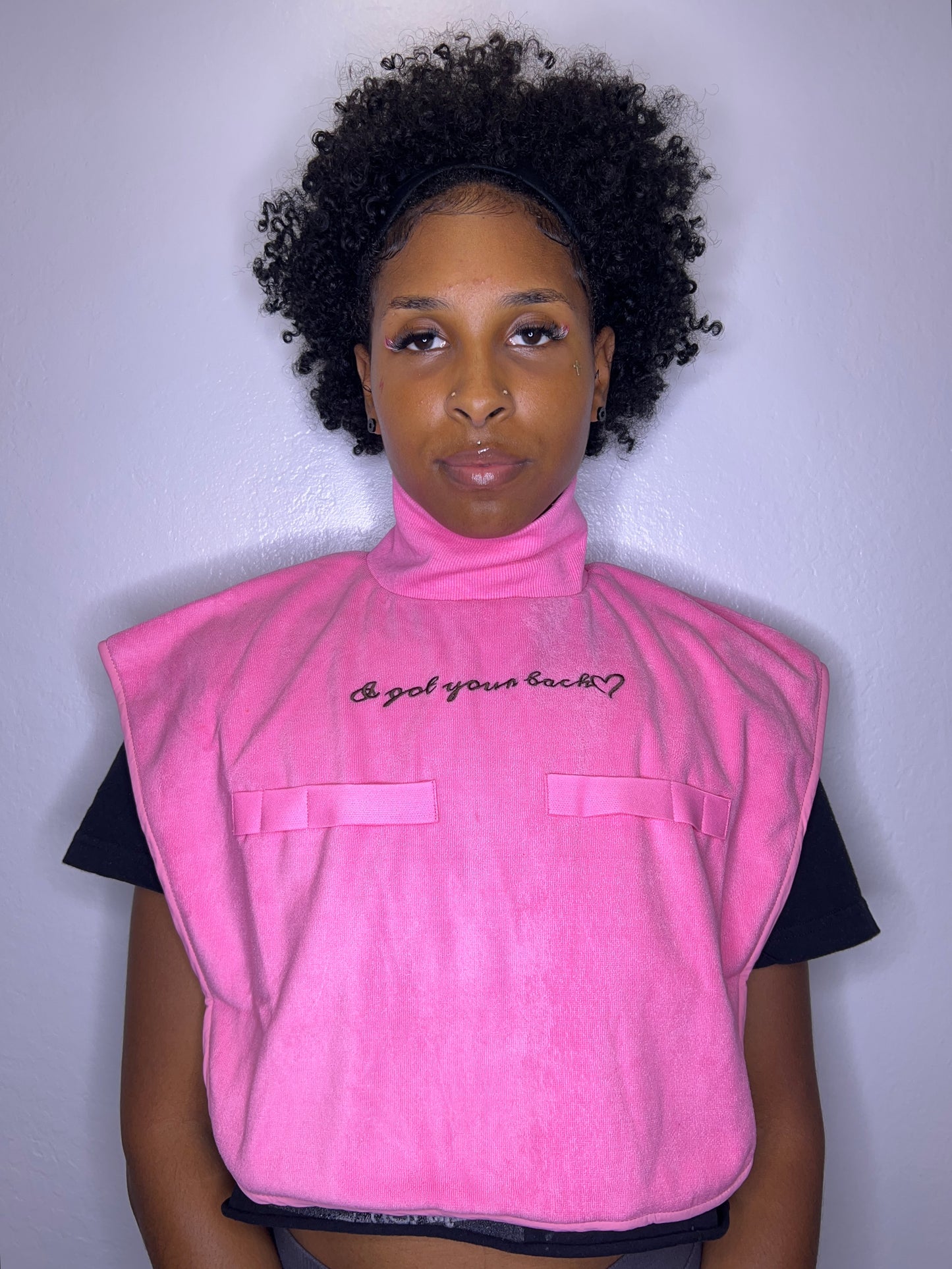 Turtleneck Hair-Bib - Pink