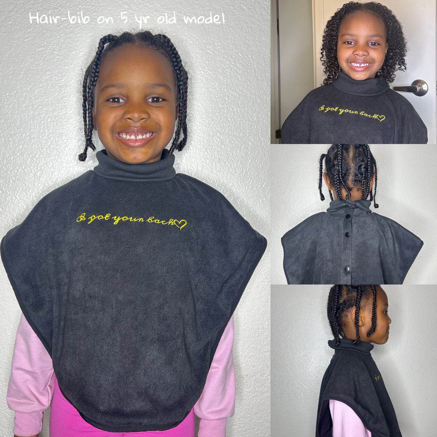 Turtleneck Hair-Bib - Black