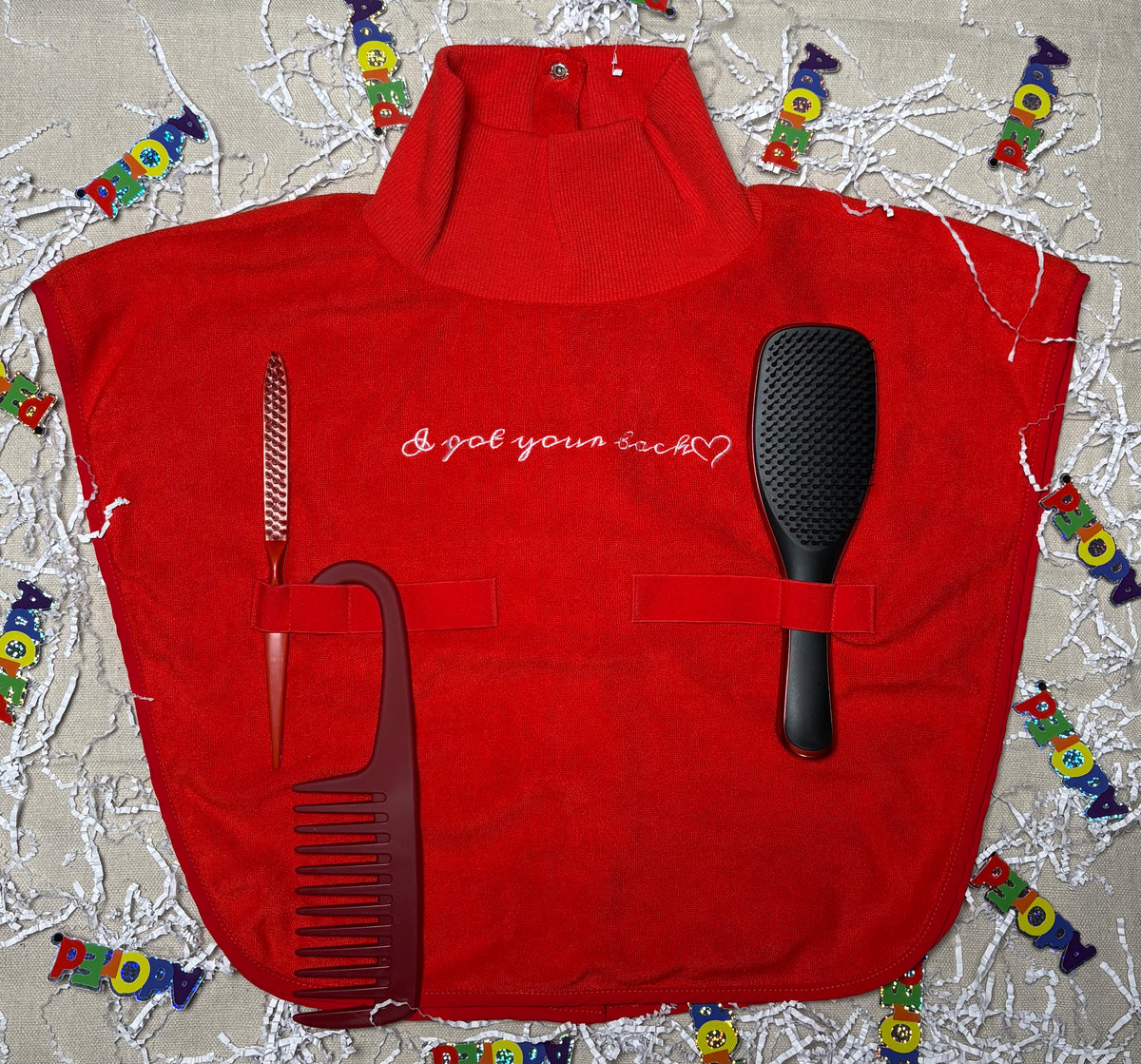Turtleneck Hair-Bib - All Red