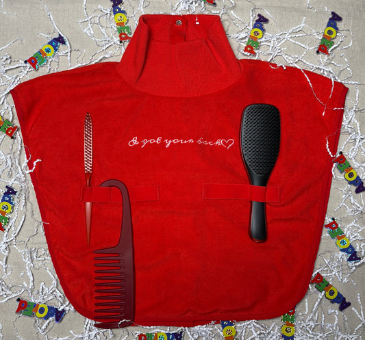 Turtleneck Hair-Bib - All Red