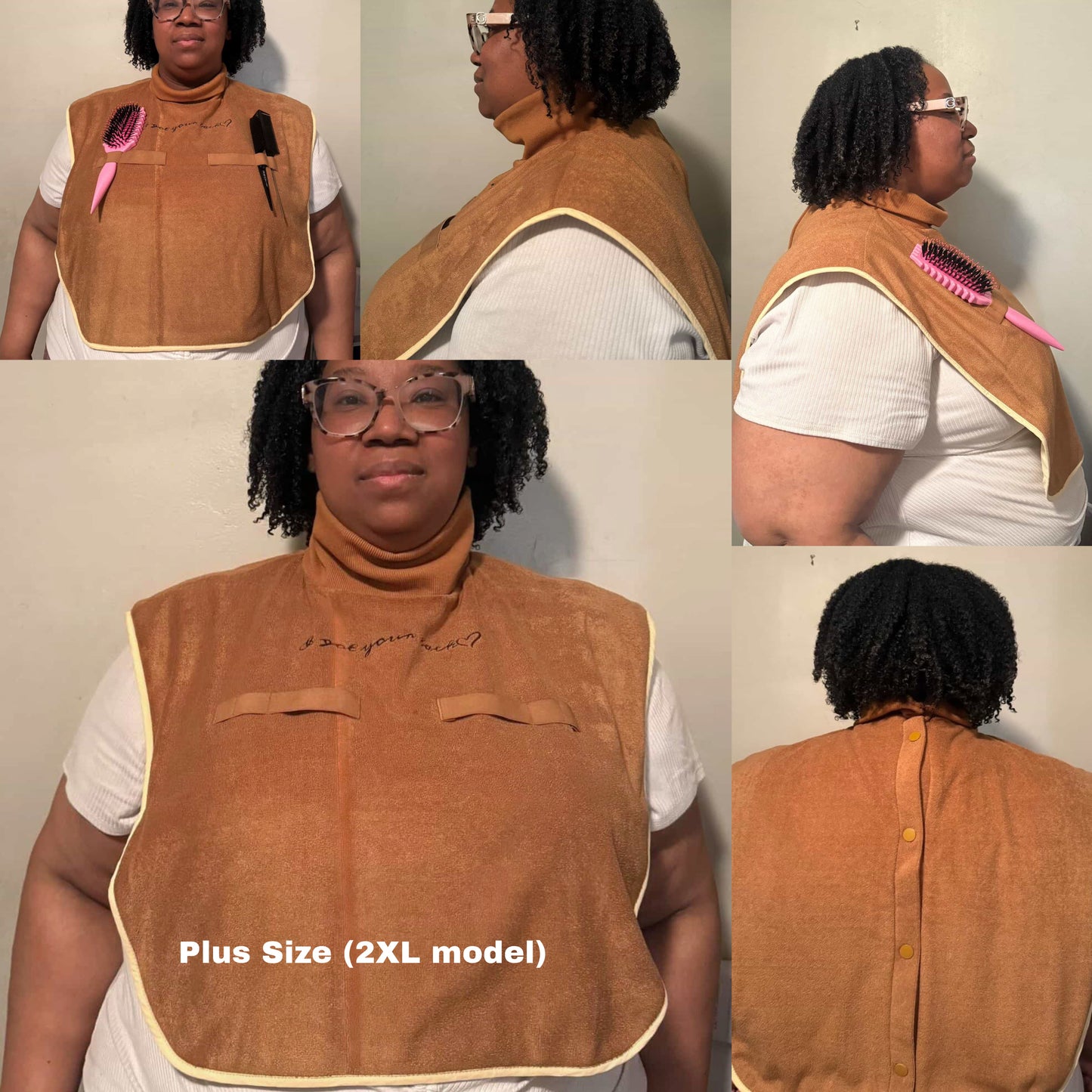 Turtleneck Hair-Bib - Brown