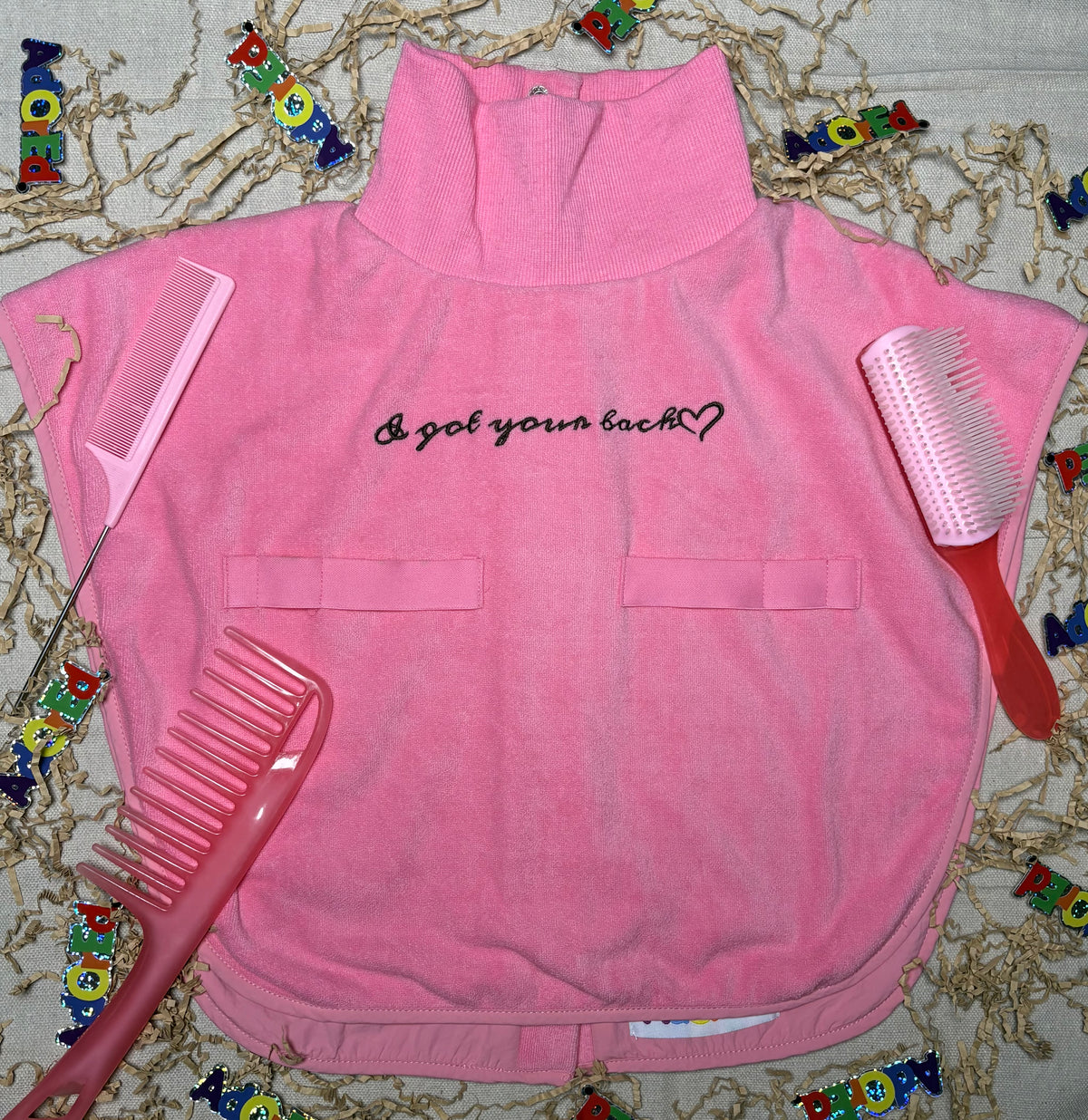 Turtleneck Hair-Bib - Pink 2.0
