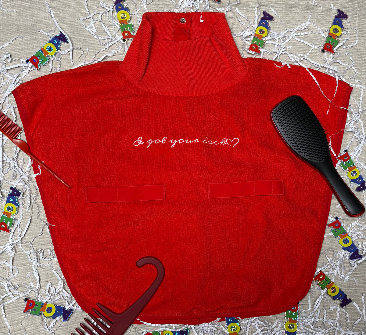 Turtleneck Hair-Bib - All Red