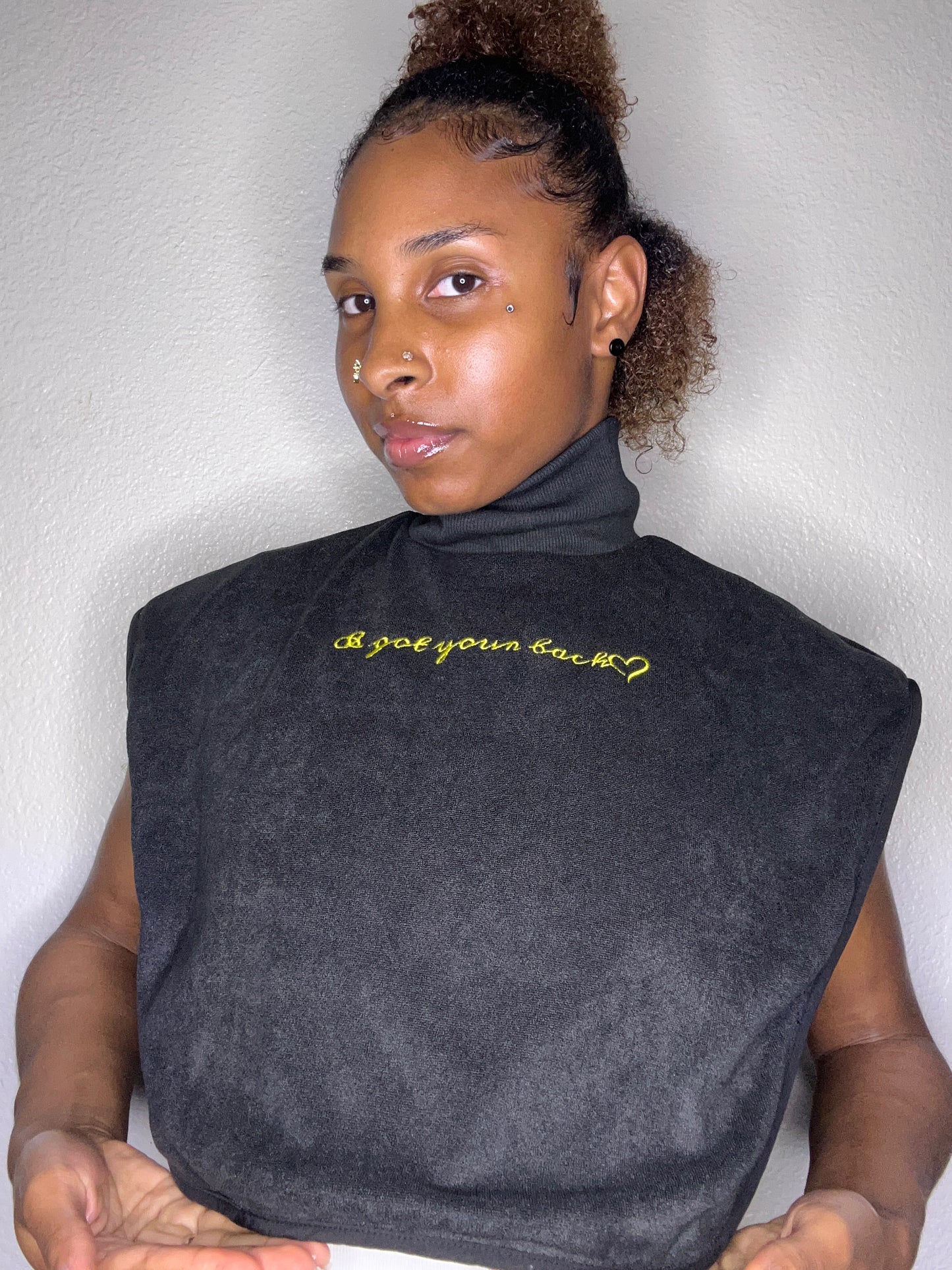 Turtleneck Hair-Bib - Black