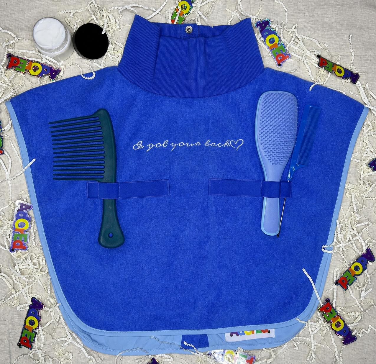 Turtleneck Hair-Bib - Blue