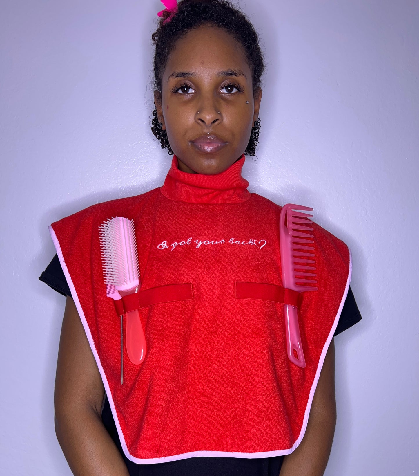 Turtleneck Hair-Bib - Red