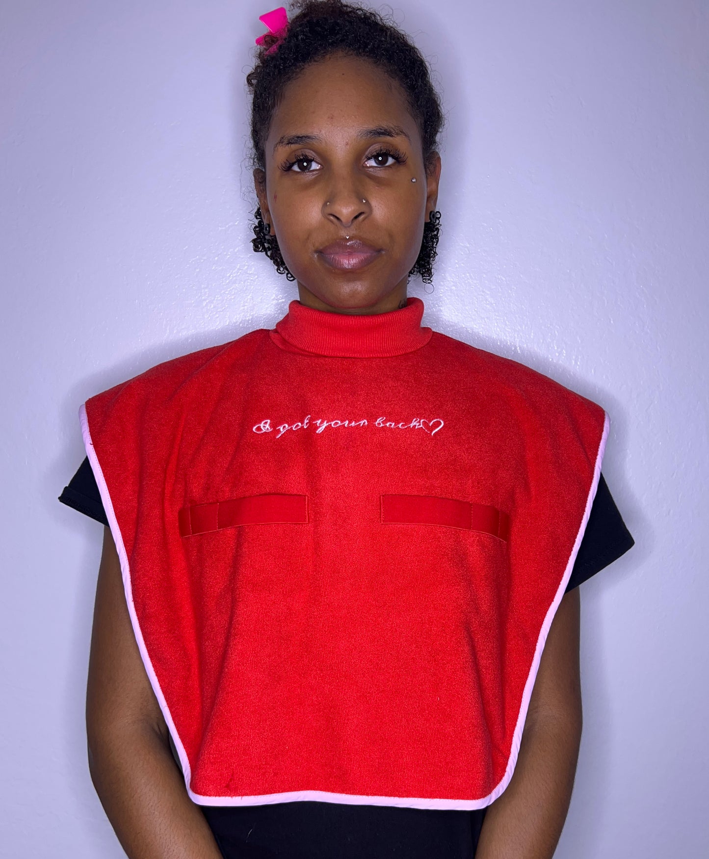 Turtleneck Hair-Bib - Red