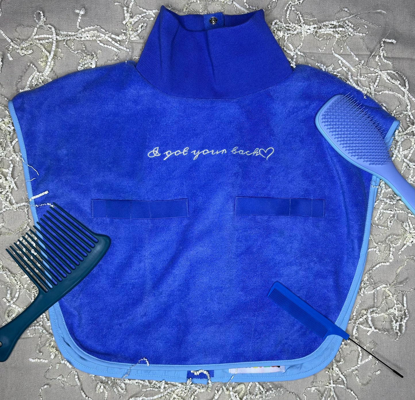 Turtleneck Hair-Bib - Blue