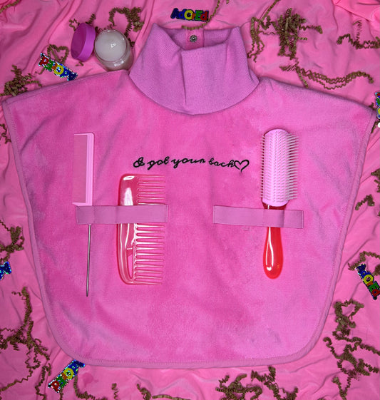 Turtleneck Hair-Bib - Pink