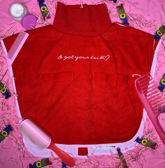 Turtleneck Hair-Bib - Red