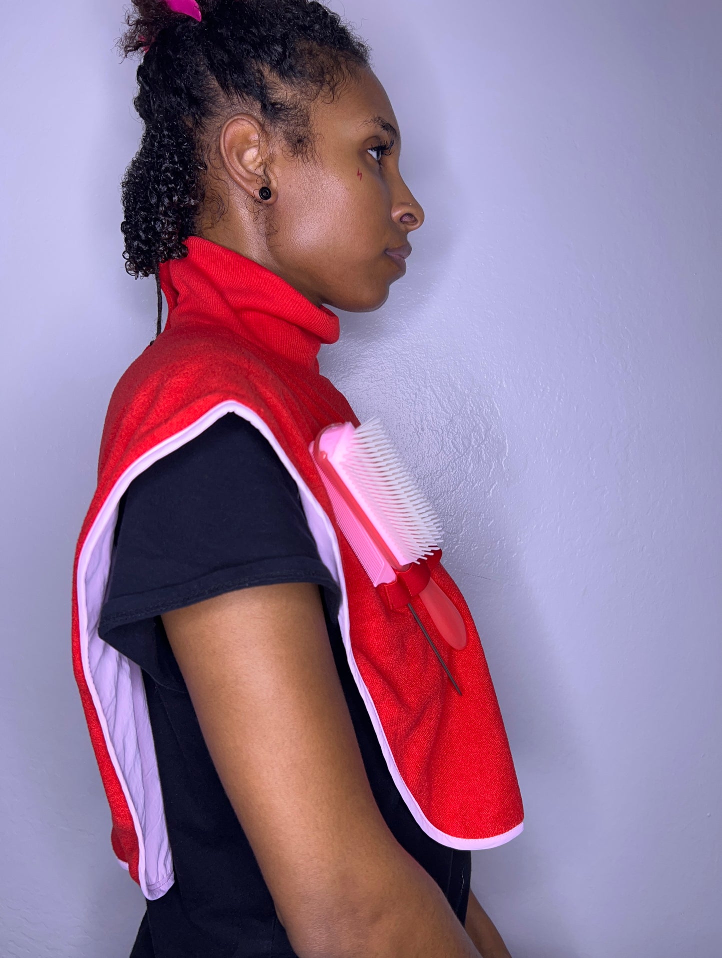 Turtleneck Hair-Bib - Red