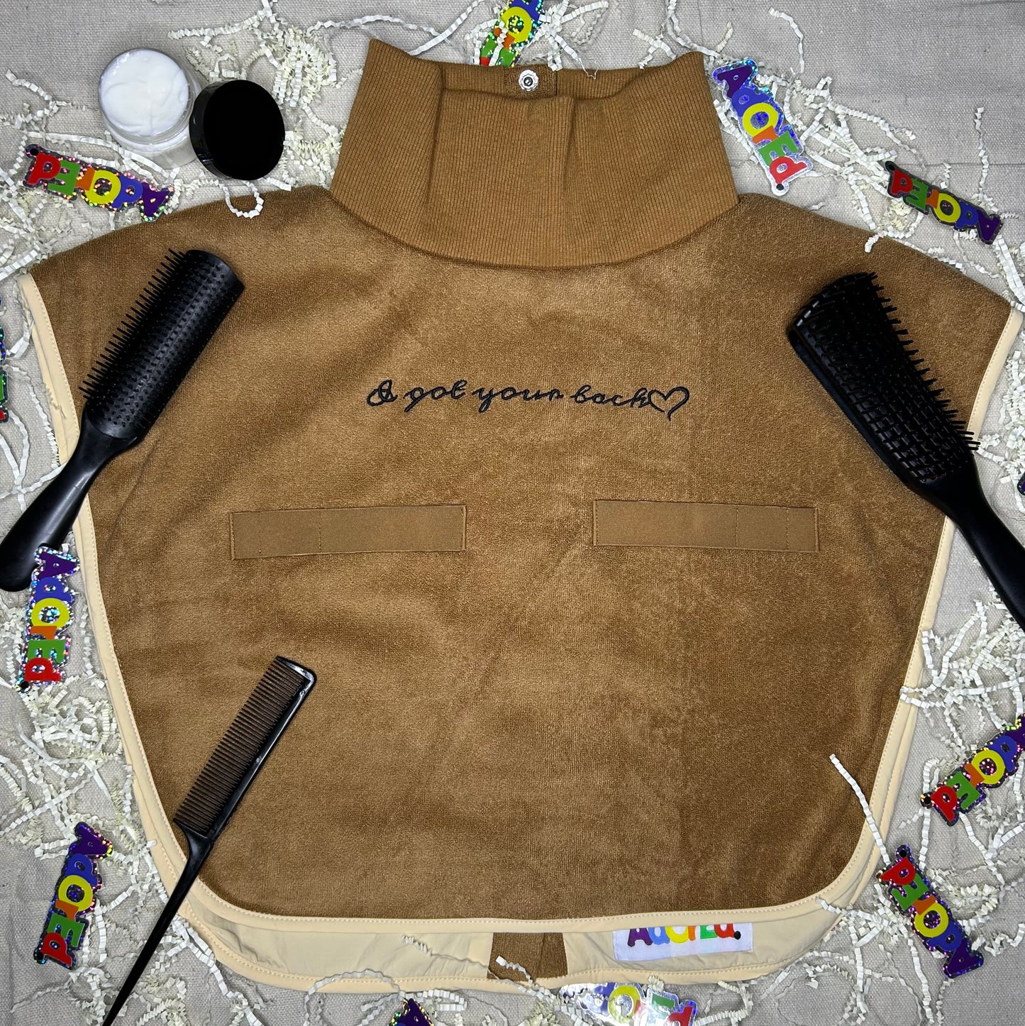 Turtleneck Hair-Bib - Brown
